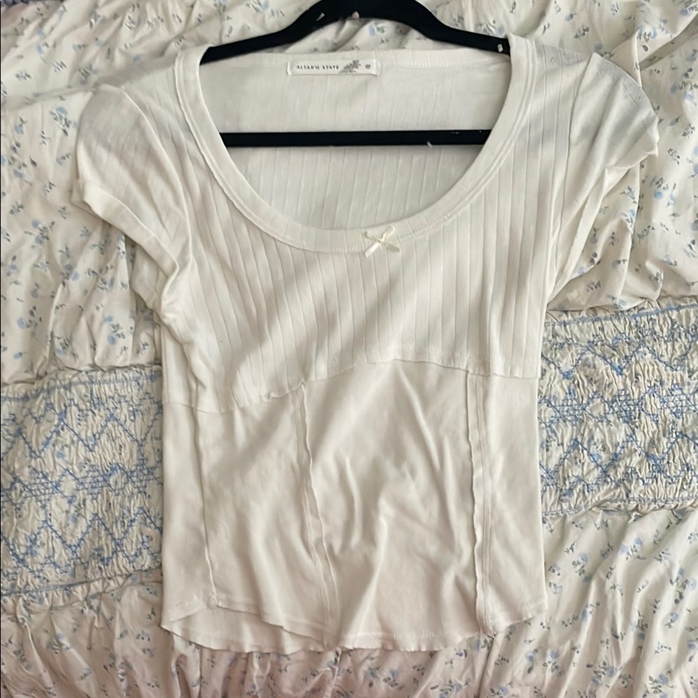 Altar'd State Cream Ribbed Blouse